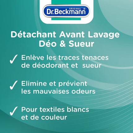 Détachant textile DR BECKMANN Spray Avant-Lavage Déodorant & Sueur 250ml