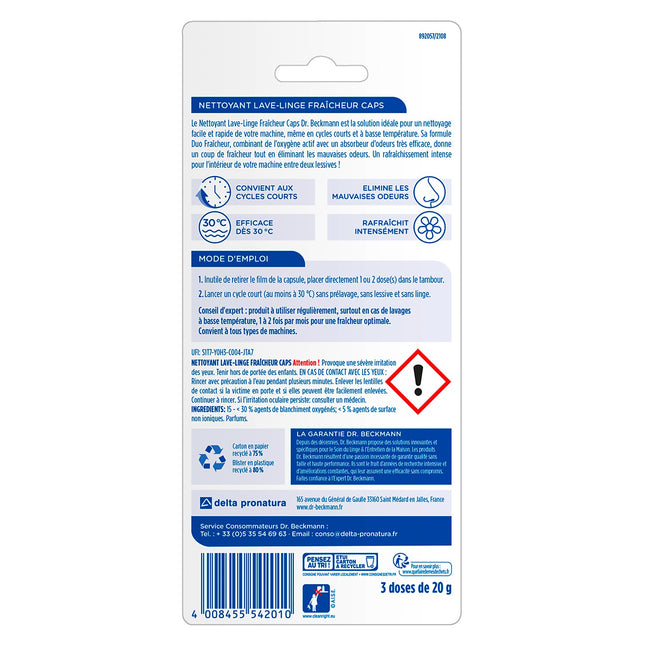 Nettoyant lave linge DR BECKMANN lave-linge fraicheur caps x3