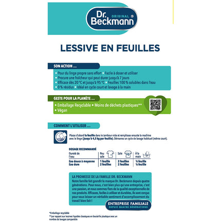 Lessive DR BECKMANN en feuilles L'Essentielle x125 lavages