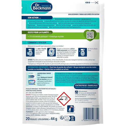 Nettoyant DR BECKMANN Feuilles Magiques – WC – Fraîcheur Brise Marine