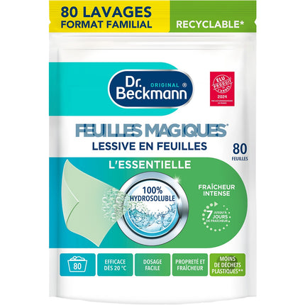 Lessive DR BECKMANN en feuilles L'essentielle x80