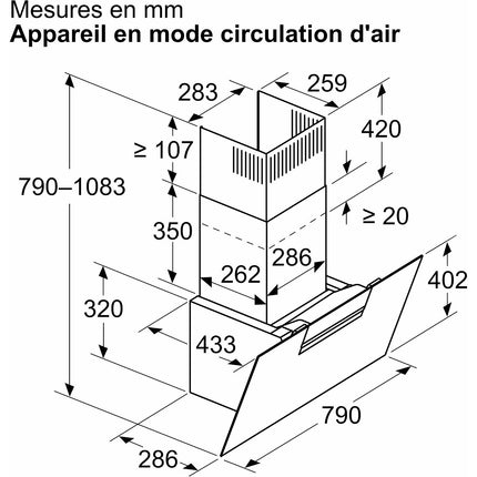 Hotte décorative murale inclinée SIEMENS LC87KFN60