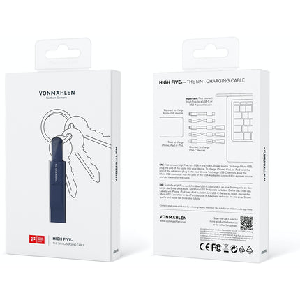 Adaptateur USB C/Lightning/Micro USB VONMAHLEN 5 en 1 Bleu