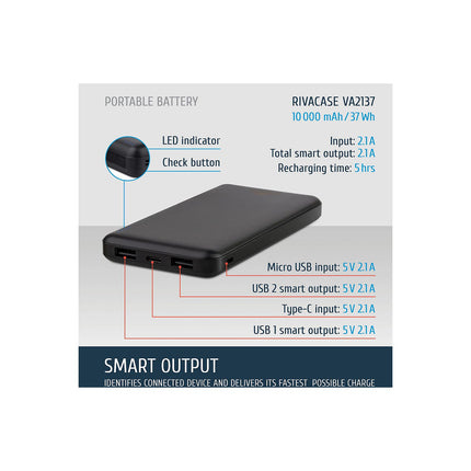 Batterie externe RIVACASE 10000mAh USB-C