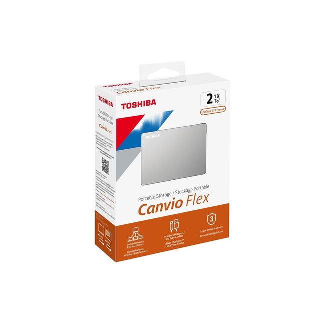 Disque dur externe TOSHIBA Canvio FLEX 2To Silver USB-A et USB-C