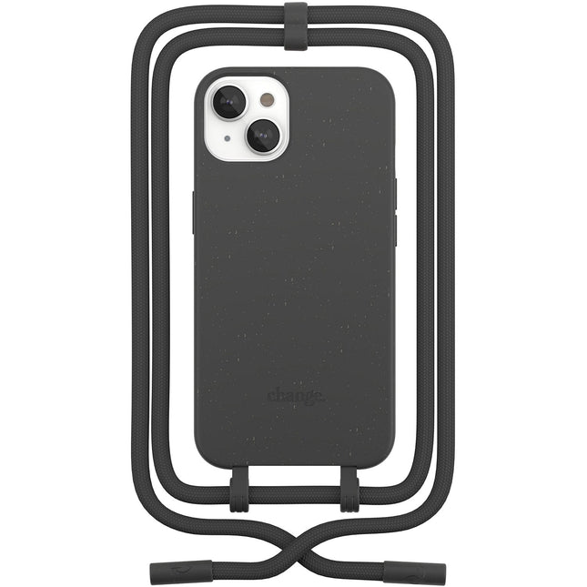 Coque avec cordon WOODCESSORIES iPhone 14 Plus Tour de cou noir