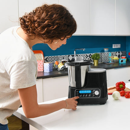 Robot cuiseur MOULINEX Clickchef noir HF456810 + cuiseur vapeur