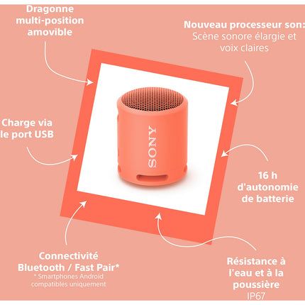 Enceinte portable SONY SRS-XB13 Rouge Corail