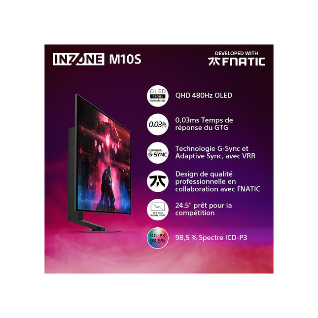 Ecran PC Gamer SONY INZONE M10S 27" QHD 480Hz OLED HDR True Black 400 HDMI 2.1 G-Sync