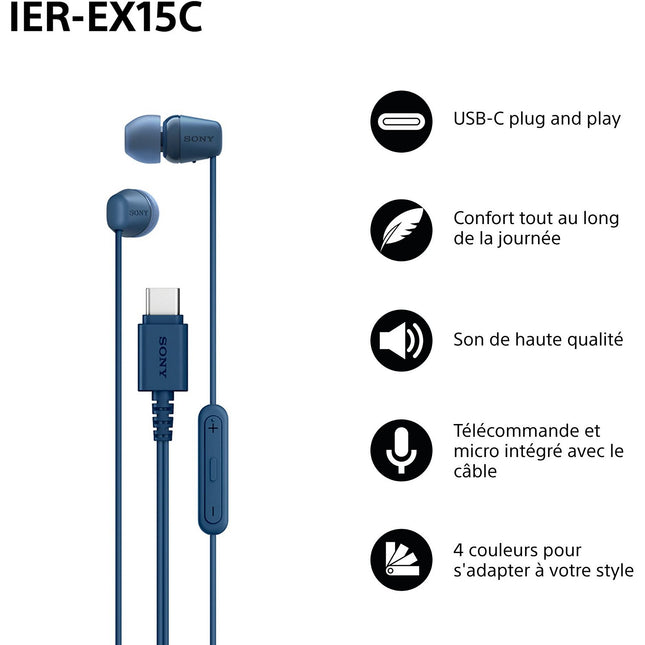 Ecouteurs SONY IER EX15C Bleu