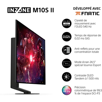 Ecran PC Gamer SONY INZONE M10S II 27" QHD Dual Mode 540Hz - 720Hz OLED HDMI 2.1 G-Sync