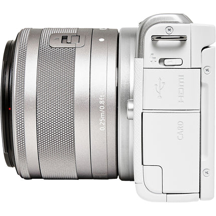 Appareil photo Hybride CANON EOS M200 Blanc + EF-M 15-45mm IS STM Reconditionné