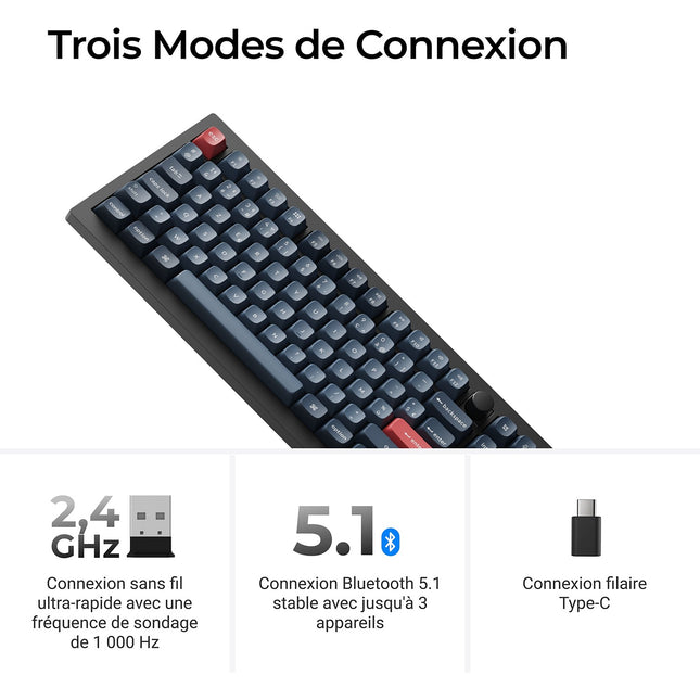 Clavier gamer sans fil KEYCHRON V6 Max QMK/VIA Wireles