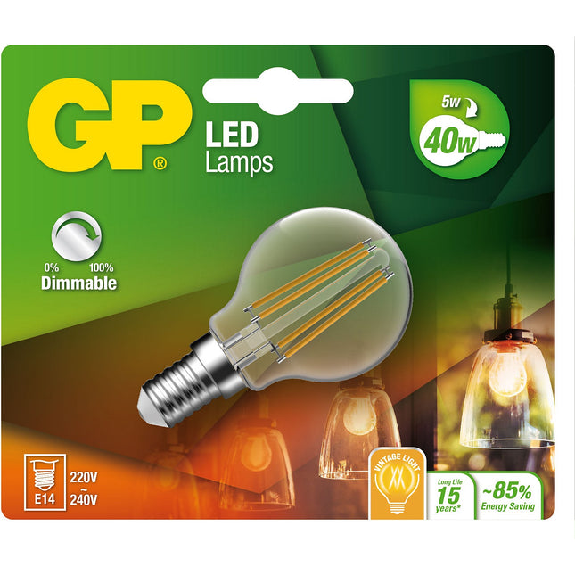 Ampoule GP LED FILAMENT MGLOBE DIM E14 5W-40W