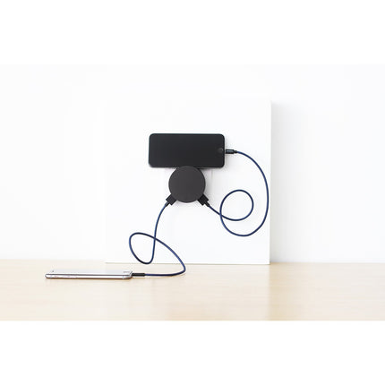 Chargeur secteur USBEPOWER 2 USB +enrouleur cable + support - Noir
