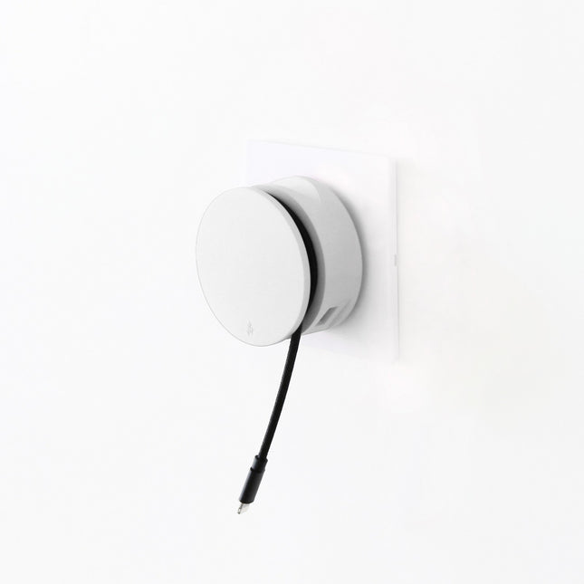 Chargeur secteur USBEPOWER 2 USB +enrouleur cable + support - Blanc