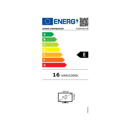 Ecran PC IIYAMA PROLITE XUB2493HS-B6 24'' Plat IPS