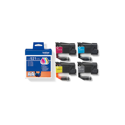 Cartouche d'encre BROTHER Pack Multipack 4 Originales LC521 (Noir + 3 Couleurs) - LC521VAL