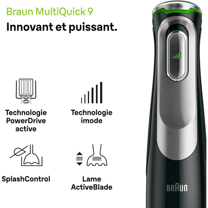 Mixeur BRAUN MQ9187XLI MultiQuick 9 noir et gris 8 accessoires