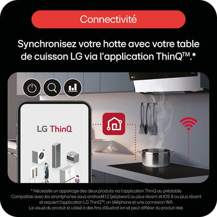 Hotte décorative murale inclinée LG HCEZ2428B ThinQ