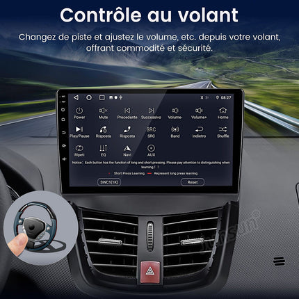 Autoradio connecté JUNSUN pour Peugeot 207 2006-2015 32G Carplay