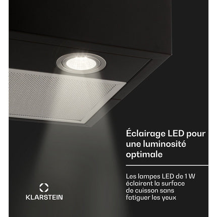 Hotte décorative îlot KLARSTEIN Structura îlot 41 cm 624m³/h LED noir