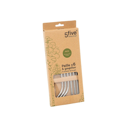 Paille 5FIVE x6 + goupillon inox