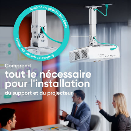 Support vidéoprojecteur ONKRON Plafond - mur, Articulé, 29-39 cm, K3A-W