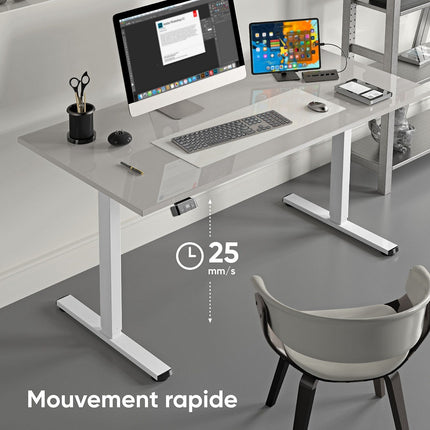 Bureau ergonomique ONKRON Pied Bureau motorisé, 70 kg, WDF221E-W