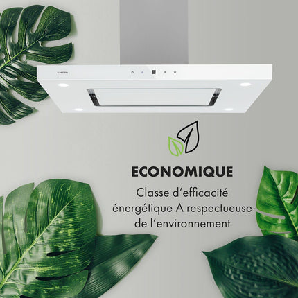 Hotte décorative îlot KLARSTEIN Valeria îlot 90cm 650m³/h CEE A blanc