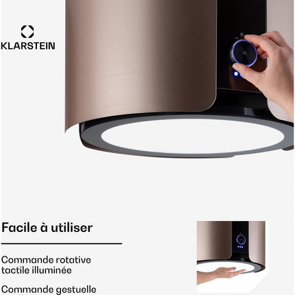 Hotte décorative îlot KLARSTEIN Skyfall îlot Ø 45 cm 402 m³/h LED noir