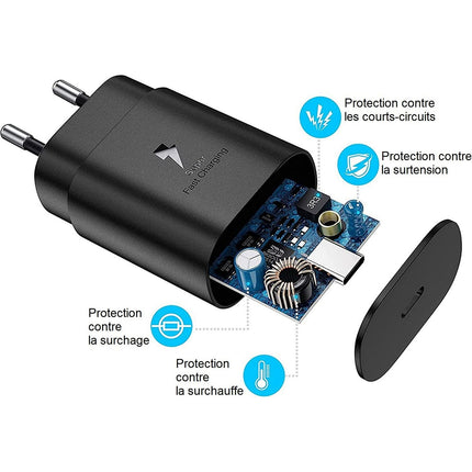 Chargeur secteur PHONILLICO 25W pour Samsung Galaxy S26/S25