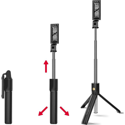Perche à selfie MAXLIFE Perche à Selfie Trépied Bluetooth Noir