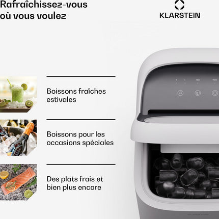 Machine à glaçons KLARSTEIN SparkIce 15kg/24h 2 modes auto Blanc