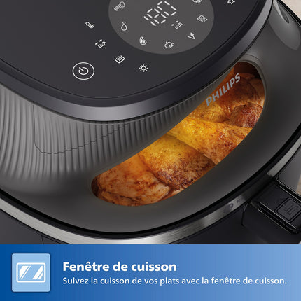 Airfryer PHILIPS NA352/00 Friteuse sans huile double panier Noir/Doré, Série 3000 9L (3+6L)