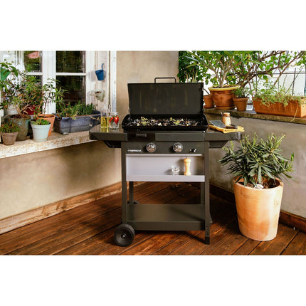 Plancha gaz CAMPINGAZ EX plus noir 2brûleurs sur chariot, 66x42cm + housse