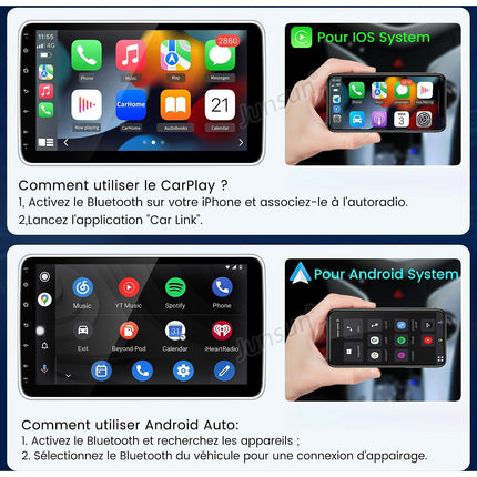 Autoradio connecté JUNSUN 1 DIN 10.1"mit Carplay GPS WIFI BT 4+64G