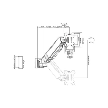 KIMEX Bras moniteur PC 13-27" pour rail bureau