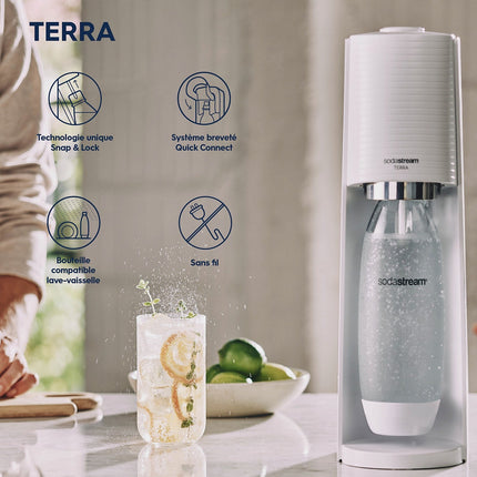 Machine à soda SODASTREAM TERRA blanche Pack 2 bouteilles
