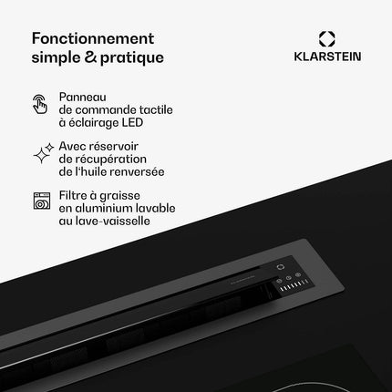 Hotte plan de travail KLARSTEIN Brisa 60 cm 710 m³/h A+ LED 42 dB Noir
