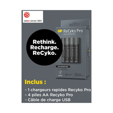 Chargeur secteur GP Recyko pro P461 1h + 4 accu AA 2000mAh