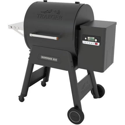 Barbecue pellet TRAEGER Ironwood 650 noir sur chariot, grille haute 56x26.5 cm, grille basse 56x48 cm