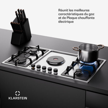 Plaque mixte induction gaz KLARSTEIN MultiChef 5 zones 4 feux gaz inox