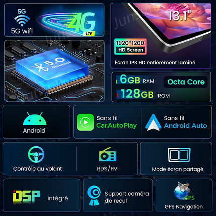Autoradio connecté JUNSUN pour Renault Trafic 3 14-21 128G Carplay