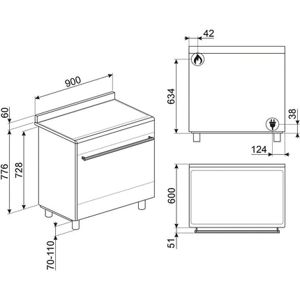 Piano de cuisson gaz SMEG SX91GM