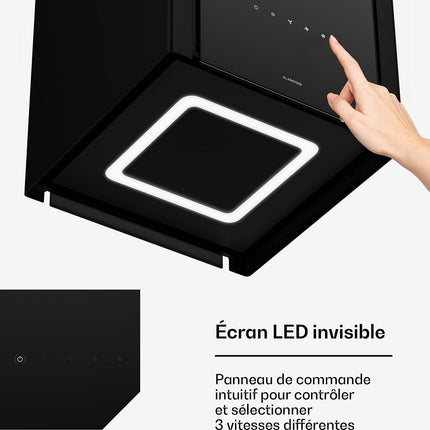 Hotte décorative îlot KLARSTEIN Velaire 40cm CEE A++ 601 m³/h 62 dB Noir