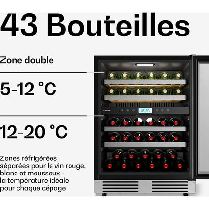 Cave à vin polyvalente KLARSTEIN VeroSteel 2 zones 129L 43 bt 60 cm Inox