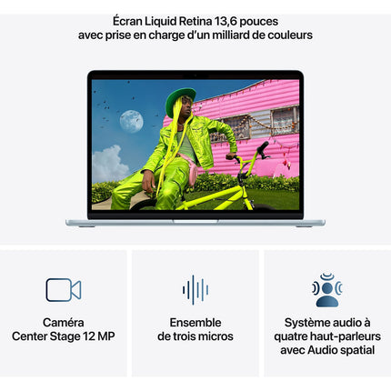 Ordinateur Apple MACBOOK Air 13" Puce M5 CPU 10 / GPU 8 coeurs Mémoire RAM 16Go Stockage 512Go SSD
