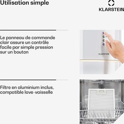 Hotte décorative îlot KLARSTEIN Tron Ambience îlot Ø 38cm 540m³/h blanc