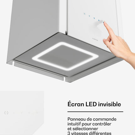 Hotte décorative îlot KLARSTEIN Velaire 40 cm 601 m³/h CEE A++ Blanc
